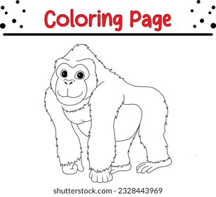 Cute Gorilla cartoon coloring page illustration vector. For kids coloring book. Wild animal coloring pages for kids