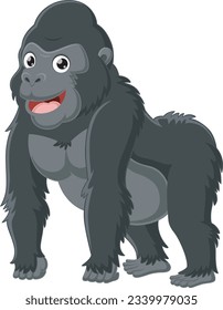 Cute gorilla cartoon on white background