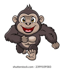 Cute gorilla cartoon on white background
