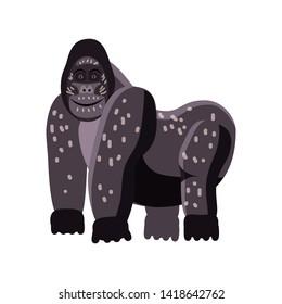 Cute gorilla cartoon style vector illustration, isolated on white background
