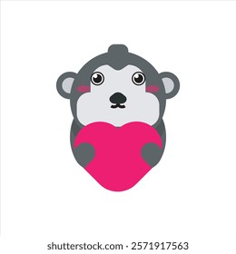 Cute gorilla icon, cute wild animals vector design illustration. Valentines day theme pattern vector design illustration. 