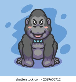 Cute gorilla mascot illustration design
