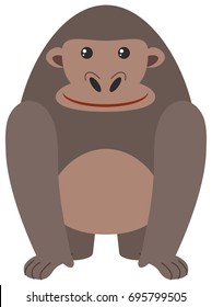 Gorila suave en la ilustración de fondo blanco