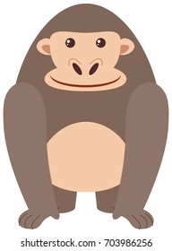 Gorila suave en la ilustración de fondo blanco