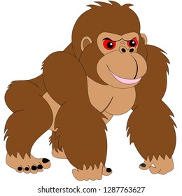Cute gorilla, safari animal, vector illustration.