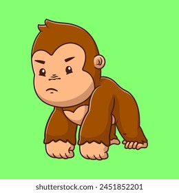 Cute Gorilla Standing Cartoon Vector Icons Illustration. Flat Cartoon Concept. Suitable for any creative project.