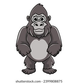 Cute gorilla wild safari african animals for kids, children clipart, vector illustration