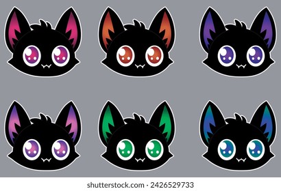 Cute gothic black cat illustration, vector pattern for woven backgrounds, wallpapers, papers