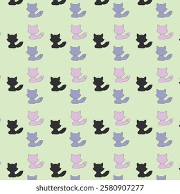 Cute gothic black cat illustration vector pattern for  backgrounds wallpapers 