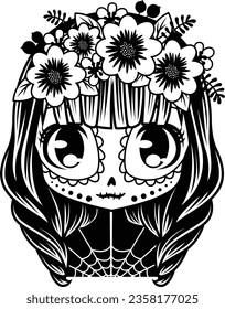 Cute Gothic, Girl Halloween, Sugar Skull, Horror, Day of the Dead, Catrina