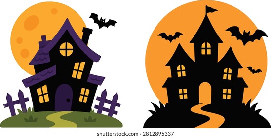 Cute and Gothic Haunted House Halloween Vector Collection