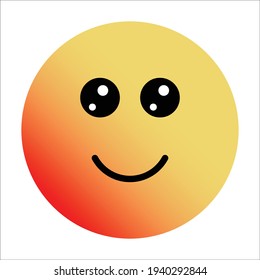 Cute Farbverlauf leicht lächelnde Emoji auf weißem Hintergrund.