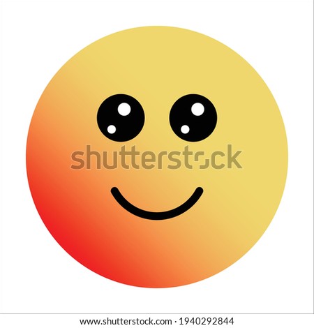 Cute gradient slightly smiling emoji on white background.