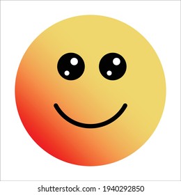 Cute gradient smiling emoji on white background.