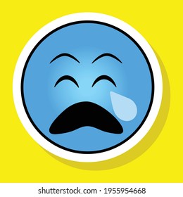 Cute gradient social media sleepy face emoji on yellow background. Royalty-free.