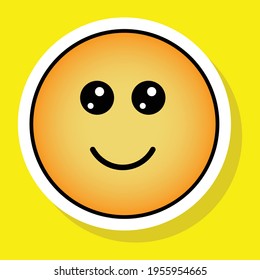 Cute gradient social media slightly smiling face emoji on yellow background. Royalty-free.