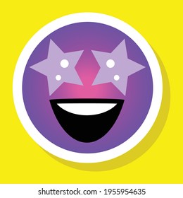 Cute gradient social media star-struck face emoji on yellow background. Royalty-free.