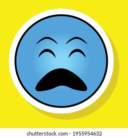 El gradiente de las redes sociales se enfrenta al emoticono en el fondo amarillo. Sin regalías.