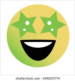 Cute gradient star struck emoji on white background.
