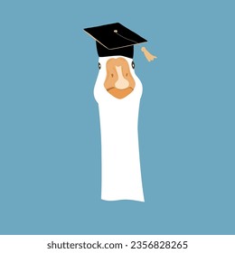Cute graduate goose character. Geese head in graduation hat. Vector isolated illustration
