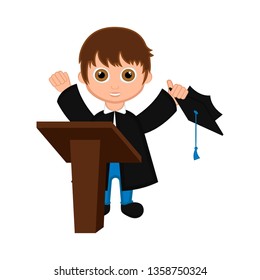 Cute graduated boy image. Vector illustration design