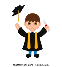 Cute graduated boy image. Vector illustration design
