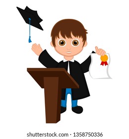 Cute graduated boy image. Vector illustration design