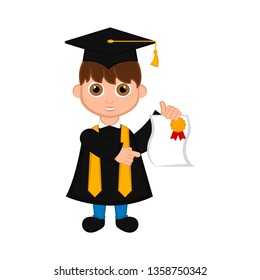 Cute graduated boy image. Vector illustration design