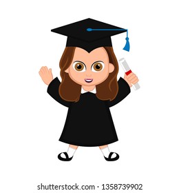 Cute graduated girl image. Vector illustration design