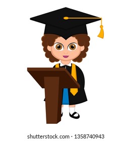 Cute graduated girl image. Vector illustration design