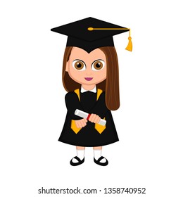 Cute graduated girl image. Vector illustration design