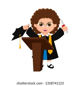 Cute graduated girl image. Vector illustration design
