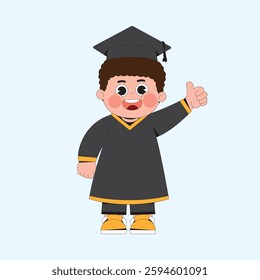 Cute graduation boy cartoon character illustration