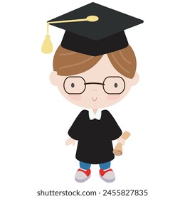 Nette Graduierung Junge Vektorgrafik Cartoon Illustration