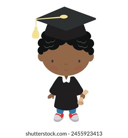 Cute graduation boy vector cartoon illustration