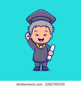 Cute graduation cartoon icon illustration