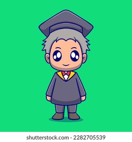 Cute graduation cartoon icon illustration