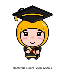 cute graduation characters wearing graduation clothes and graduation hats