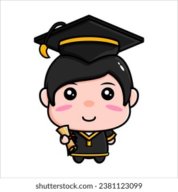 cute graduation characters wearing graduation clothes and graduation hats