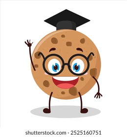 Cute graduation college student expression of cookies cartoon character