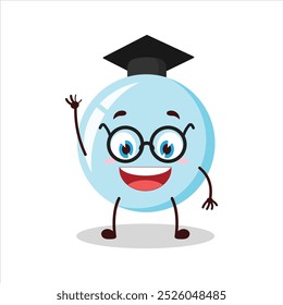 Cute graduation college student expression of bubble cartoon character