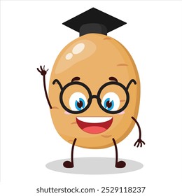 cute graduation college student expression of potato cartoon character