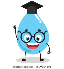 cute graduation college student expression of water drop cartoon character