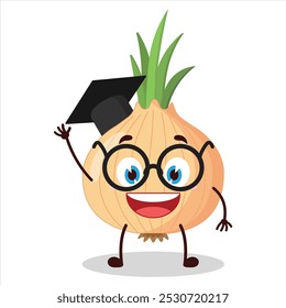 cute graduation college student expression of onion cartoon character