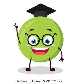 cute graduation college student expression of pea cartoon character