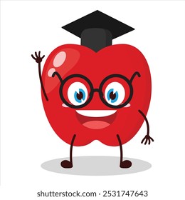 cute graduation college student expression of red apple cartoon character