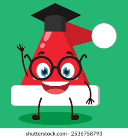 cute graduation college student expression of Santa Clause hat character