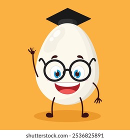 cute graduation college student expression of chicken egg character