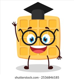 cute graduation college student expression of waffle character