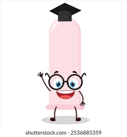 cute graduation college student expression of condom character